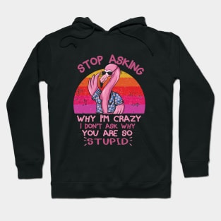 Stop Asking Why I'm Crazy Funny Flamingo Hoodie